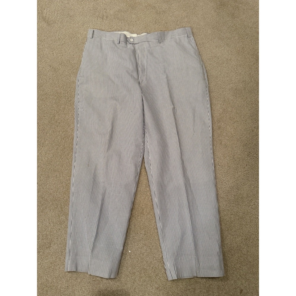 Jos A Bank Classic‎ Seersucker Blue White Pinstriped Cotton Suit 2 Pc Men's 46L - Picture 13 of 16
